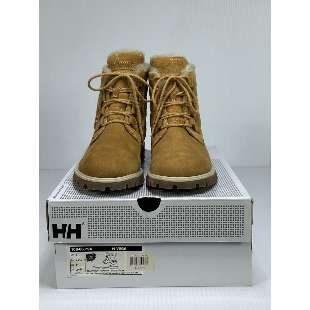 Helly Hansen Vega Boots Womens 8 New Wheat Leather Waterproof Winter Ankle 10886